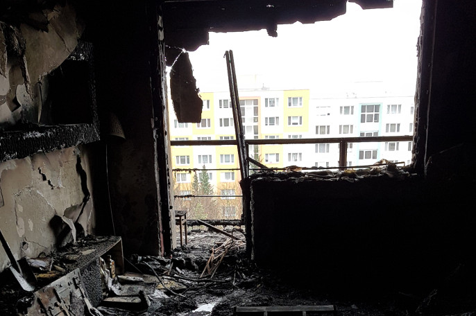 Po�iar bytu v Ko�iciach, na Ovru�skej ulici